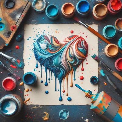Dripping paint heart artwork