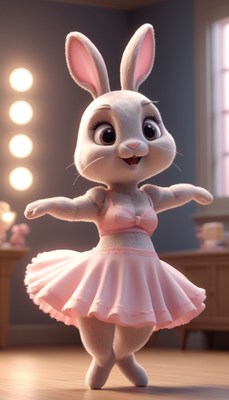 Bunny ballerina in pink tutu