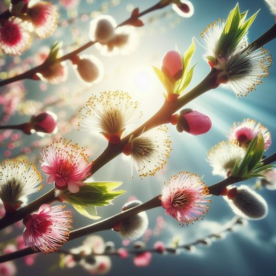 Spring blossoms in sunlight