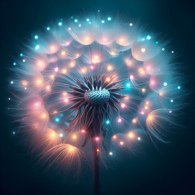 Dandelion with lights at night