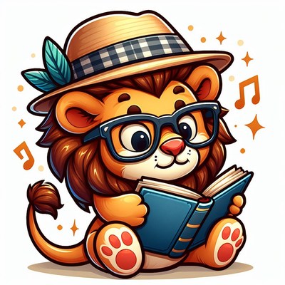 Lion cub reading book