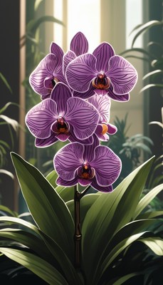 Purple orchid flower blooming in sunlight