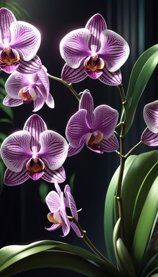 Pink orchids blooming in the light