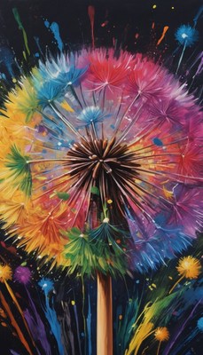 Colorful dandelion painting