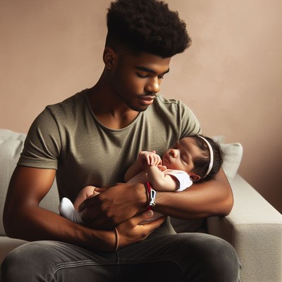 Father holding newborn baby
