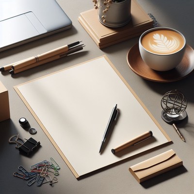 Office desk workspace with coffee
