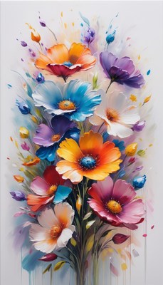 Colorful flower bouquet painting