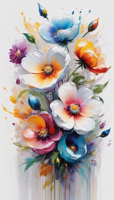 Colorful flower bouquet painting