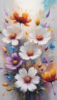 Colorful flower bouquet painting