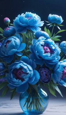 Blue peonies in vase