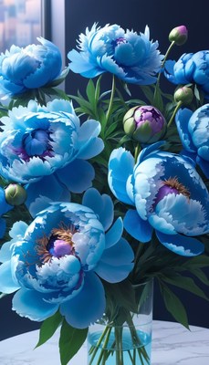 Blue peonies in a vase