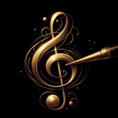 Golden treble clef illustration