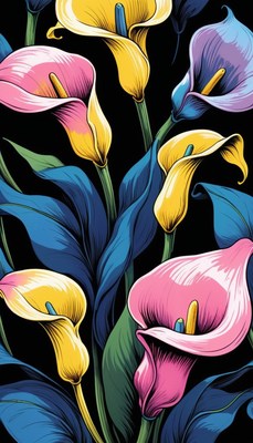 Colorful calla lilies