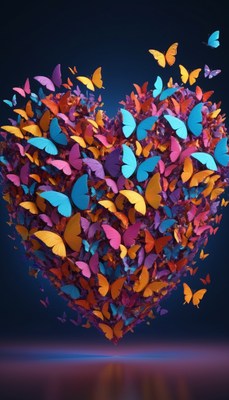 Colorful butterfly heart