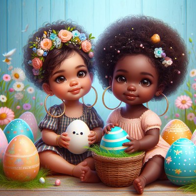 Two girls with easter eggs
