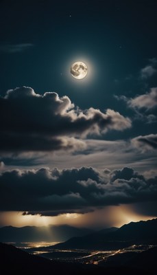 Full moon over mountains