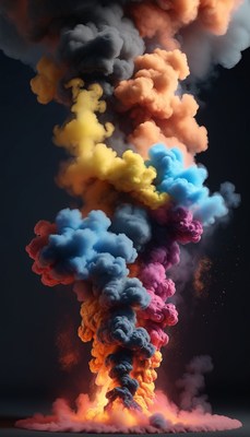 Colorful smoke plume