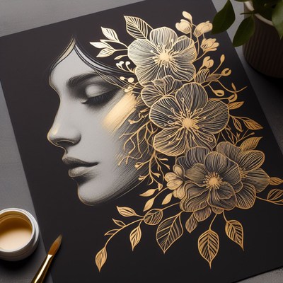 Golden floral portrait