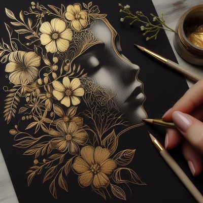 Golden floral portrait