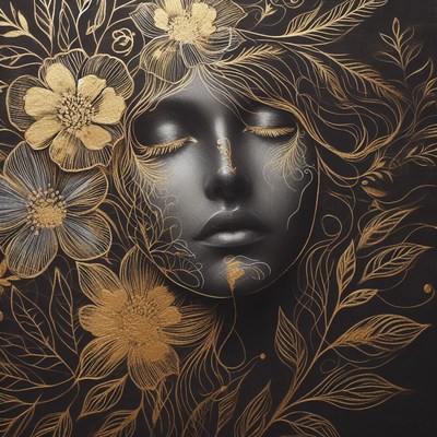 Golden floral portrait