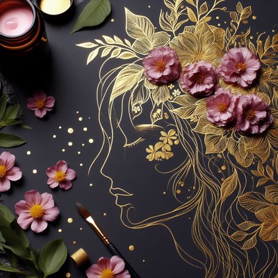 Gold leaf woman portrait