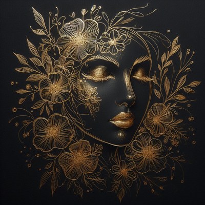 Golden floral face