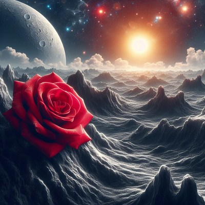 Red rose on distant planet