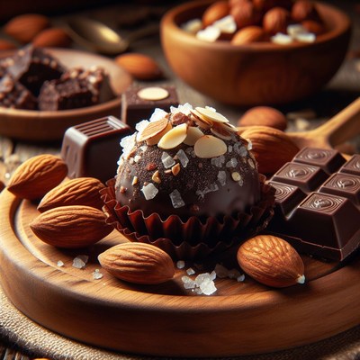 Chocolate truffle with almonds and sea salt