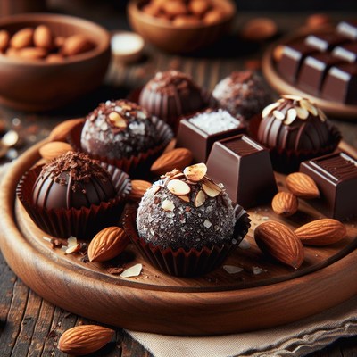 Chocolate truffles with almonds