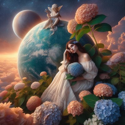 Woman contemplating earth