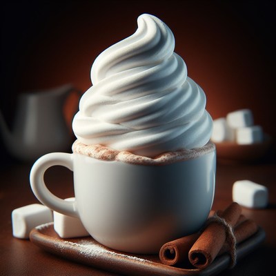 Whipped cream hot chocolate with cinnamon