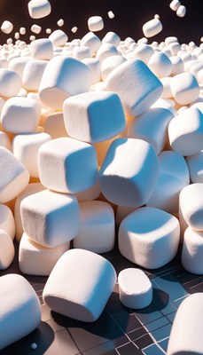 Marshmallow pile on checkered surface