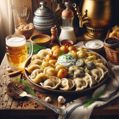 Traditional dumplings with beer