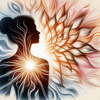 Woman silhouette with floral design