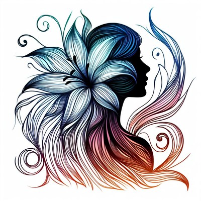 Woman silhouette with lily flower