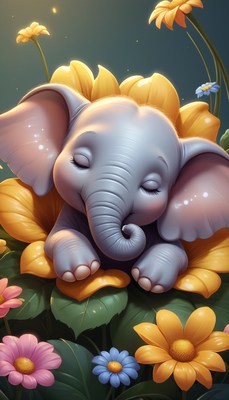 Sleeping elephant in flower