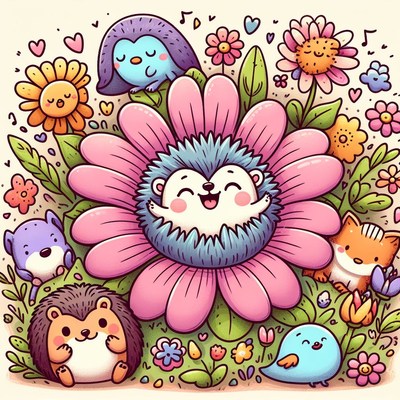 Hedgehog in a pink flower