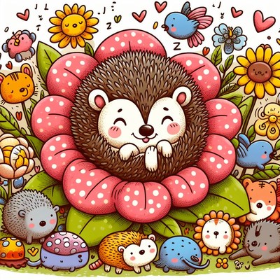 Hedgehog napping in flower
