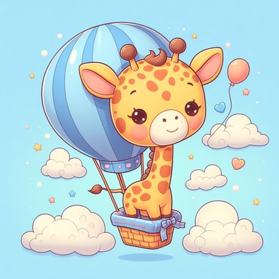 Cute giraffe hot air balloon ride
