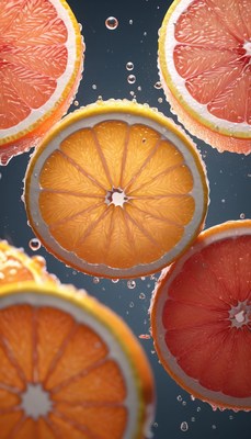 Orange and grapefruit slices in water