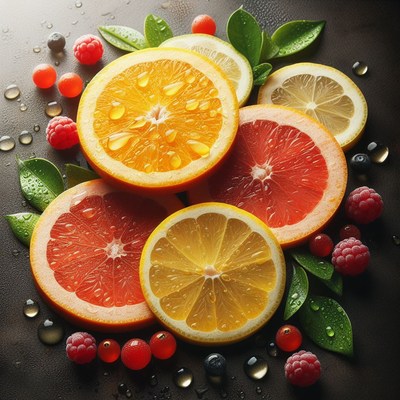 Citrus fruit arrangement with berries