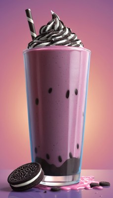 Purple oreo milkshake with whipped cream