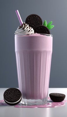 Oreo milkshake with whipped cream and mint