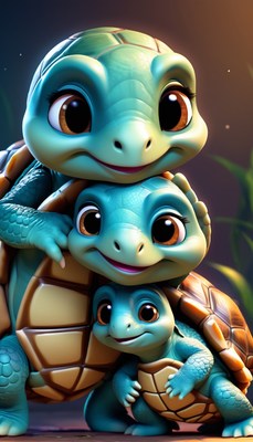 Three turtle friends