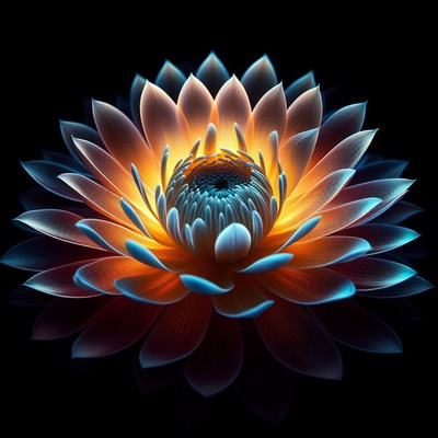 Glowing blue and orange flower