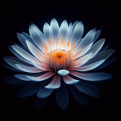 Water lily bloom in darkness