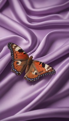 Butterfly on purple satin