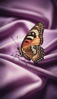 Butterfly on purple silk