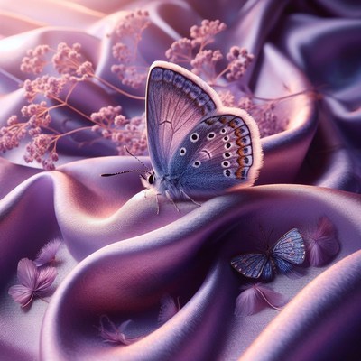Butterfly on purple silk