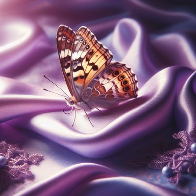 Butterfly on purple silk
